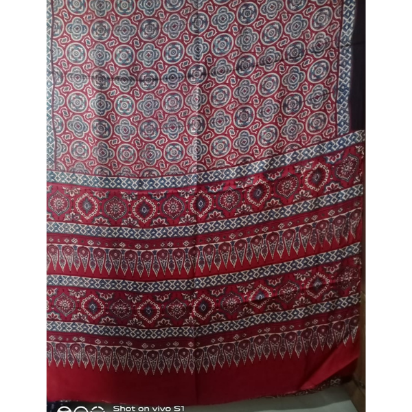 Ajrakh Block print Saree 